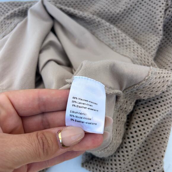 Akris Punto Pin Dot Mesh Long Sleeve Shirt Tan Taupe Medium Sheer Size 6 - Picture 4 of 8